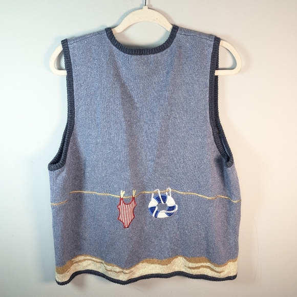 Vintage Mandal Bay nautical beach clothesline swimsuit cute grandma vest XL - Picture 6 of 7